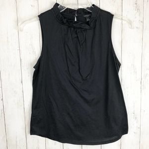 Ann Taylor High Pleated Collar Sleeveless Black SP
